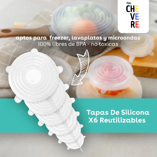 6 TAPAS AJUSTABLES DE SILICONA (SELLADORAS)